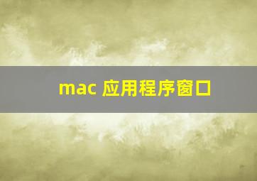 mac 应用程序窗口